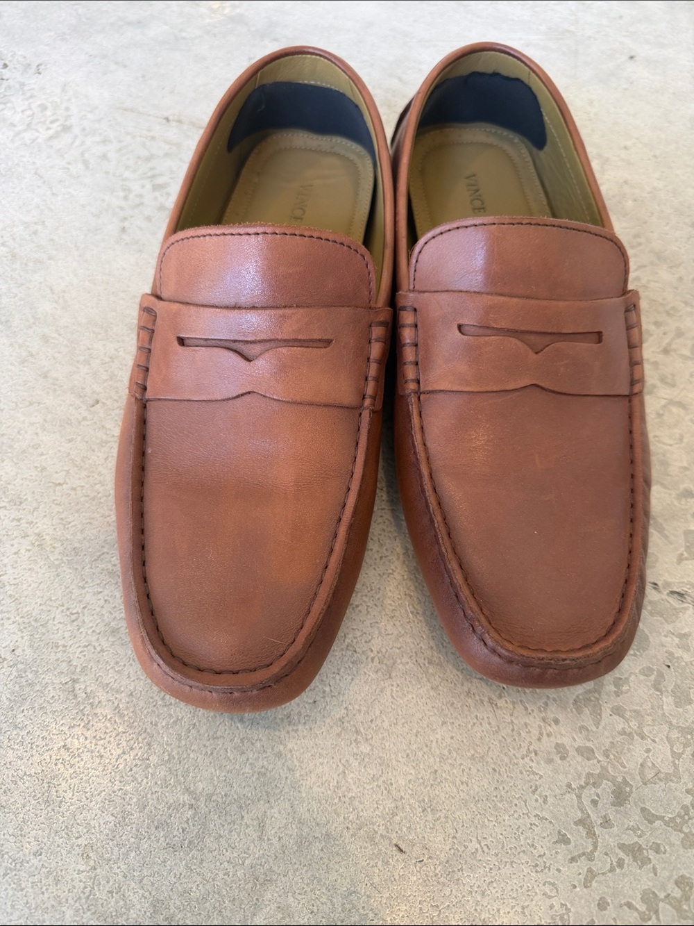 Vince Camuto Tan Leather Penny Loafers
